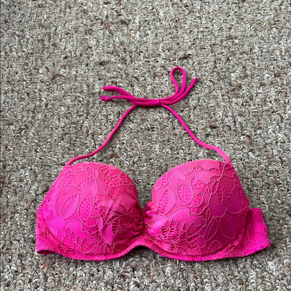 Victoria's Secret Vibrant Pink Lace Bikini Top